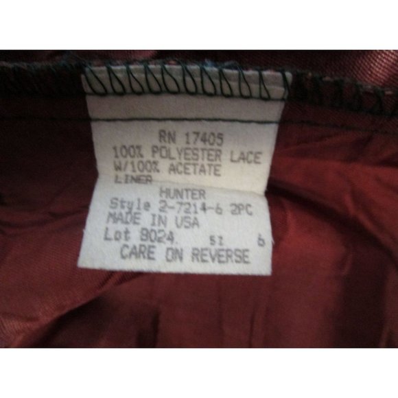 Vintage Hunter Green Sheer Lace Over Rust Acetate Lining Skirt Small GUC - Picture 10 of 12
